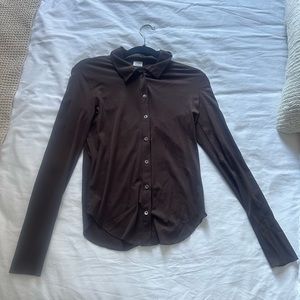 Aritzia Longsleeve, Brown, Slightly Sheer, Size Small